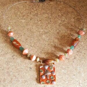 Handmade Mushroom Beaded Necklace